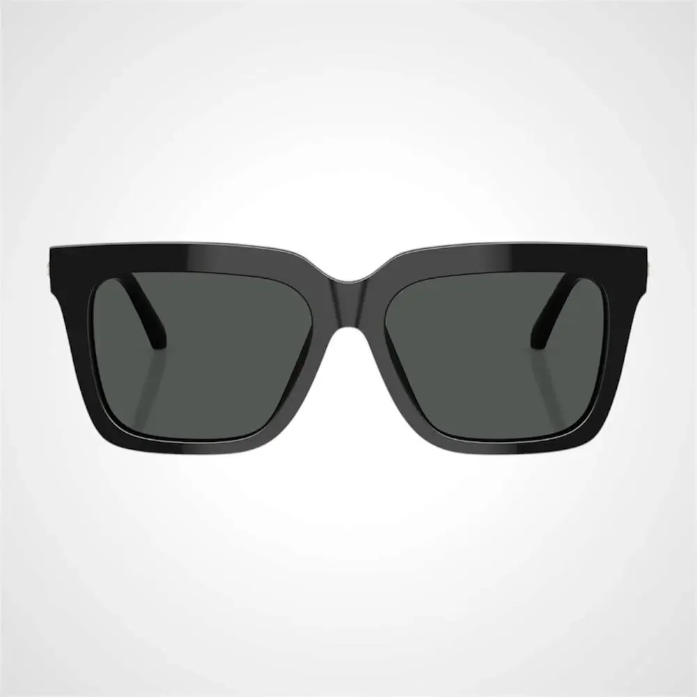 New VERSACE Sunglasses Black Acetate Square 56mm Gold Medusa Womens Authentic